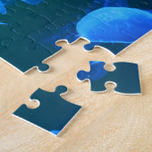Puzzle Belle méduse bleue dans l'eau verte (Côté)