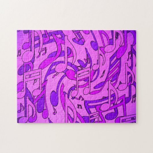 Puzzle Belle Musique Notes musicales Upbeat Rose violet (Horizontal)