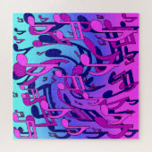 Puzzle Belle Musique Notes vives Pink Purple Blue Aqua (Horizontal)