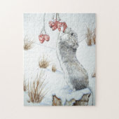 Puzzle Belle neige de la scène de la souris pour Noël (Vertical)