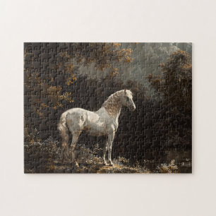 Puzzle Belle peinture à l'huile de cheval blanc Vintage