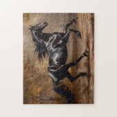 Puzzle Belle peinture à l'huile de cheval noir (Vertical)