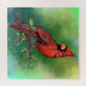 Puzzle Belle peinture d'oiseaux du Cardinal rouge du Nord (Horizontal)