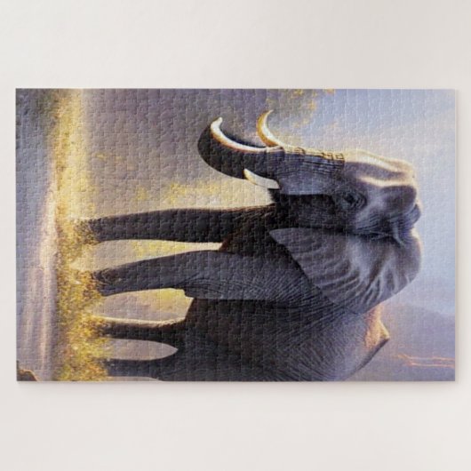 Puzzle Belle peinture d'un éléphant dans sa nature (Horizontal)