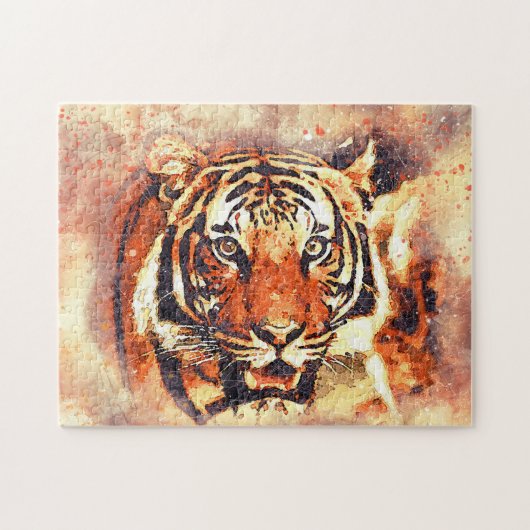 Puzzle Belle peinture sur tigre du Bengale | Chat sauvage (Horizontal)