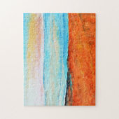 Puzzle Belle Plage Peinture Abstraite Orange Bleu (Vertical)