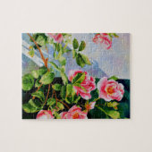 Puzzle Belle rose rose rouge roses blanc aquarelle floral (Horizontal)