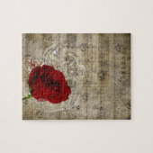 Puzzle Belle rose rouge notes piano tourbillonné (Horizontal)