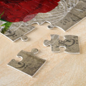 Puzzle Belle rose rouge notes piano tourbillonné (Côté)