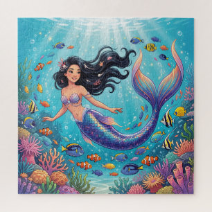 Puzzle Belle sirène de dessin animé sous la mer 
