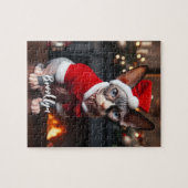 Puzzle Belle Sphynx Chat dans un chapeau de Père Noël (Horizontal)