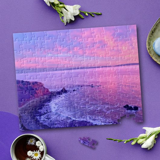 Puzzle Belle superbe violet rose de l'océan rose coucher 
