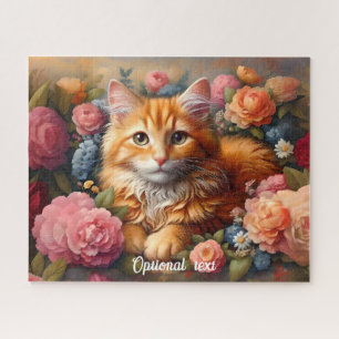 Puzzle Belle Tabby Chat Orange et Fleurs