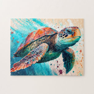 Puzzle Belle tortue de mer de couleur natation