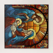 Puzzle Belle Verre de Noel crèche de Noël Scène (Horizontal)