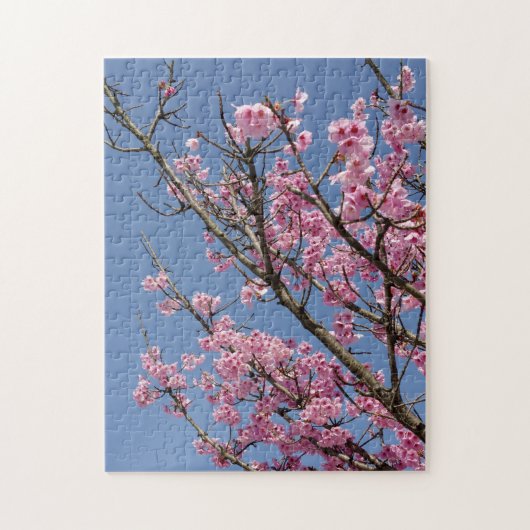 Puzzle Belles fleurs de cerisier roses et ciel bleu (Vertical)
