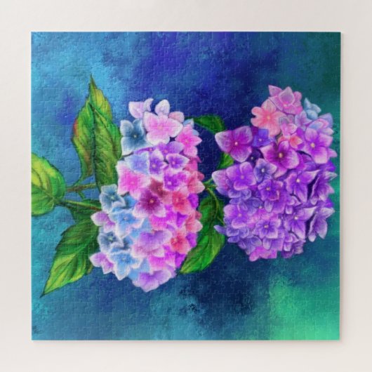 Puzzle Belles fleurs d'Hydrangea - Art Peinture Mignée (Horizontal)