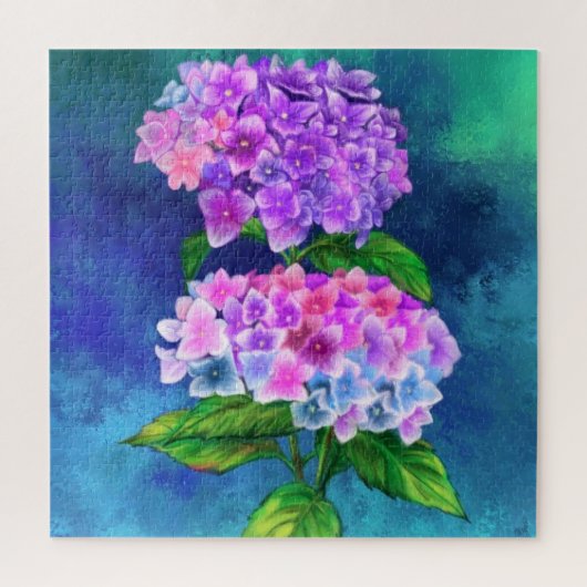 Puzzle Belles fleurs d'Hydrangea - Art Peinture Mignée (Vertical)