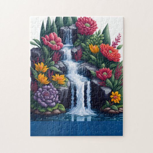 Puzzle Belles fleurs et cascade (Vertical)