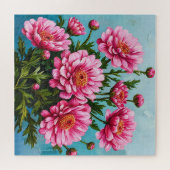 Puzzle Belles fleurs roses avec des feuilles vertes (Horizontal)