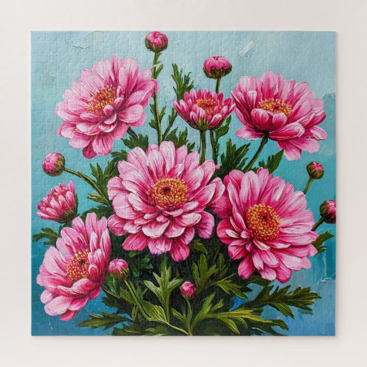 Puzzle Belles fleurs roses avec des feuilles vertes (Vertical)
