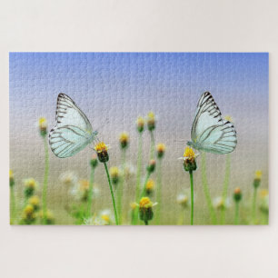 Puzzle Belles papillons Fleurs de prairie de printemps Na