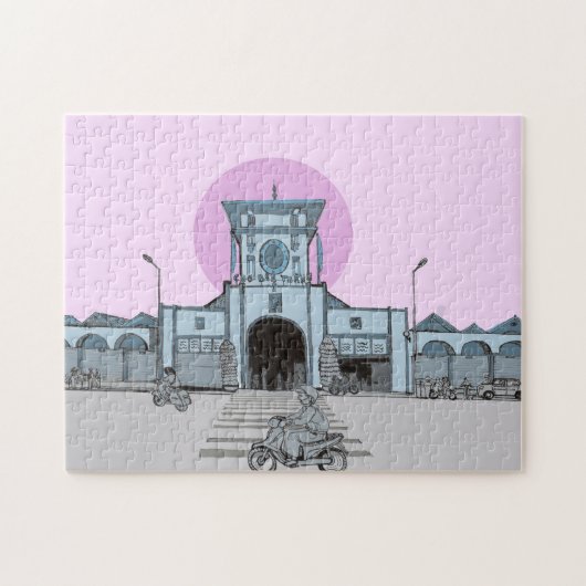 Puzzle Ben Thanh Market Saigon Vietnam Illustration (Horizontal)