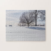 Puzzle Bench on Snow Covered Hill (Horizontal)