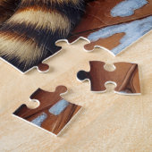 Puzzle Bengal Cat Fireplace with Christmas Lights (Côté)