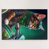 Puzzle Bengal Chat conduire vélo St. Patrick's Day (Horizontal)