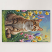 Puzzle Bengale Fleurs de printemps de chats peinture (Horizontal)