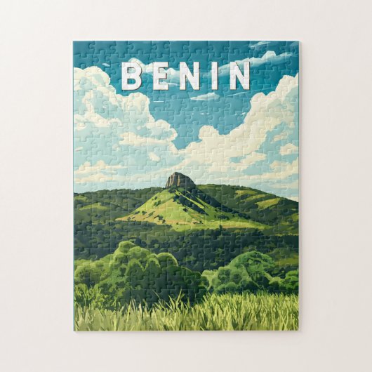Puzzle Bénin Illustration Voyage Art Vintage (Vertical)