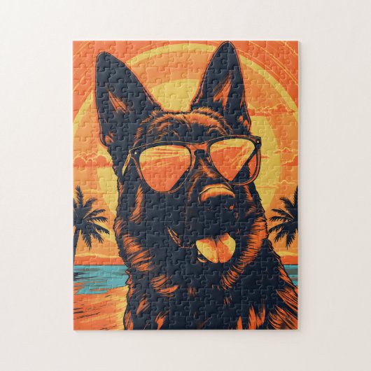 Puzzle berger allemand avec lunettes de soleil sur une pl (Vertical)