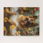 Puzzle Berger allemand dans la baignoire | Cadeau berger  (Horizontal)