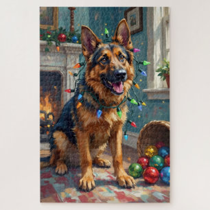 Puzzle Berger allemand drôle empêtré dans les lumières de