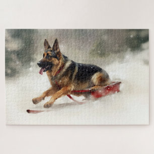 Puzzle Berger allemand neige de Noël hiver