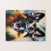 Puzzle Berger allemand noir et chien tan Acrylique Imprim (Horizontal)