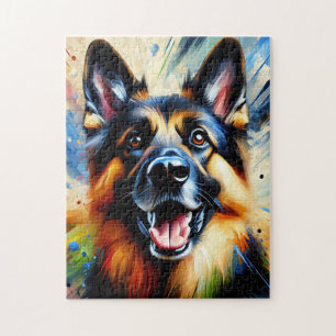 Puzzle Berger allemand noir et chien tan Acrylique Imprim