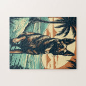 Puzzle berger allemand sur une plage tropicale au coucher (Horizontal)