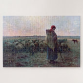 Puzzle Bergère avec son troupeau, Jean-François Millet (Horizontal)