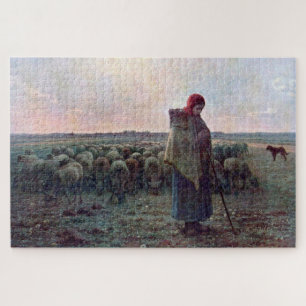Puzzle Bergère avec son troupeau, Jean-François Millet