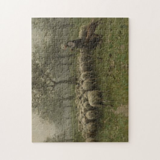 Puzzle Bergère avec un troupeau des moutons, mauve (Vertical)