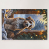 Puzzle bernedoodle avec lumières de Noël vacances (Horizontal)