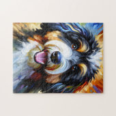 Puzzle Bernedoodle Chien Portrait Acrylique Art Print Chi (Horizontal)