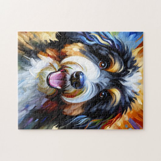 Puzzle Bernedoodle Chien Portrait Acrylique Art Print Chi (Horizontal)
