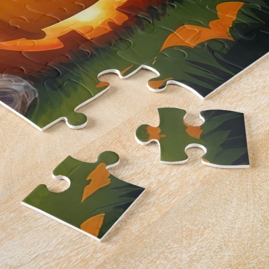 Puzzle Bernedoodle Chiens Citrouille Halloween Funny (Côté)