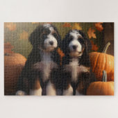Puzzle Bernedoodle Chiot Automne Citrouille de plaisir (Horizontal)