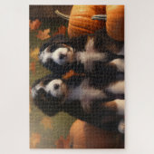 Puzzle Bernedoodle Chiot Automne Citrouille de plaisir (Vertical)