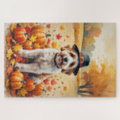 Puzzle Bernedoodle dans l'art de feuilles d'automne de Th (Horizontal)