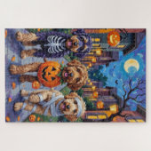 Puzzle Bernedoodle Dogs Trick or Treating in Halloween Co (Horizontal)